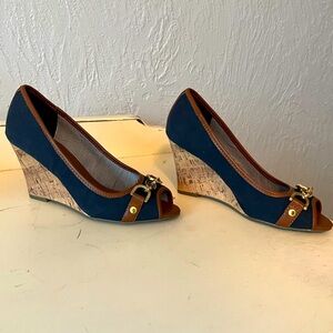 Navy and Tan Tommy Hilfiger Wedges